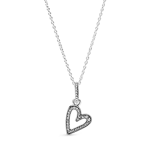 PANDORA Halskette mit Anhänger  funkelndes Herz  Silber 398688C01