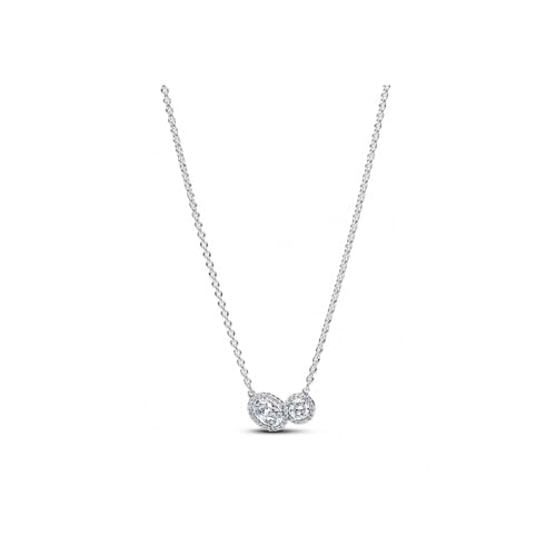 PANDORA Timeless umschließender Strahlenkranz Halskette aus Sterling Silber mit Zirkonia, Größe: 45cm, 393776C01-45