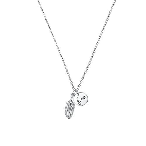 s.Oliver Kette mit Anhänger 925 Sterling Silber Damen Halsschmuck, 37+3 cm, Silber, Feder, Kommt in Schmuck Geschenk Box, 2032573