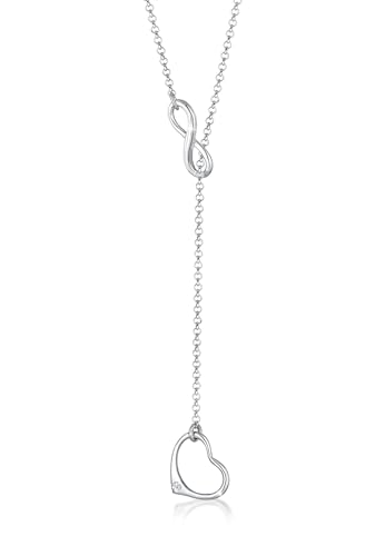 Elli DIAMONDS Halskette Damen Herz Infinity Anhänger Y-Kette Trend mit Diamant (0.02 ct.) aus 925 Sterling Silber