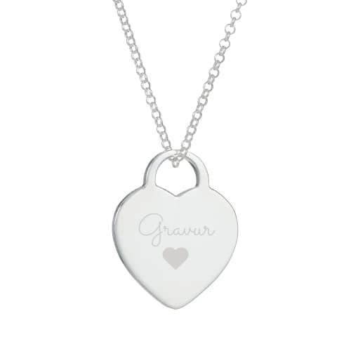 Laimons Damen Halskette Anhänger Herz Herzchen 20mm Gravur Gravierbar mit Kette 45cm Sterling Silber 925 inklusive Gravur