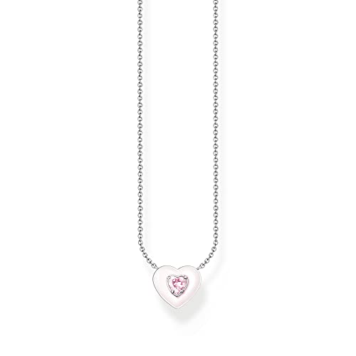 Thomas Sabo Damen Kette Herz mit pinkem Stein Silber, aus 925er Sterlingsilber mit Herz-Anhänger, Länge 45cm, KE2184-041-9-L45v