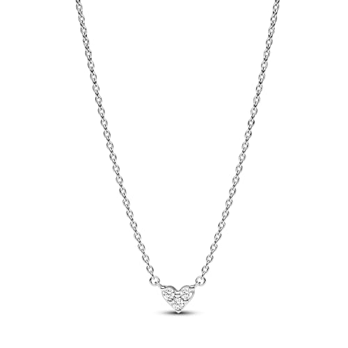 PANDORA Timeless Drei Sterne Herz Collier-Halskette aus Sterling Silber mit Zirkonia Steinen, Größe 45cm, 393014C01-45
