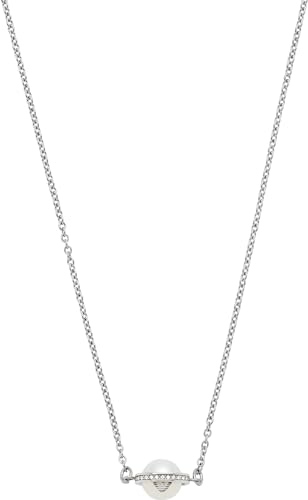 Emporio Armani Halskette Für Frauen Essential, Gesamtlänge:350+70mm Verstellbare Kette Größe Perle: 18X9mm Silber Edelstahl Halskette, EGS2837040
