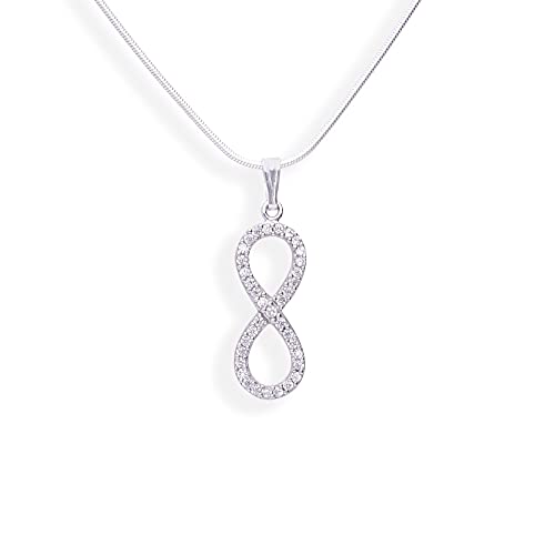 Kristallwerk Unendlichkeit Infinity Unendlichkeitszeichen Damen Kette 925 Silber mit Zirkonia Steinen