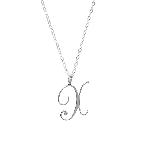 TianWlio Halsketten Schmuck Anhänger Geburtstag Kette Initialen Schlüsselbeinkette Englisch Damen Anhänger Buchstabe 26 Klassische Silberkette Heimwerker Halskette mit Anhänger Eleganter (X, One Size)