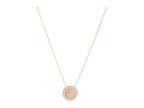 Michael Kors Sterling Silver Focal Stone Pendant Necklace 14k Rose Gold Plated One Size