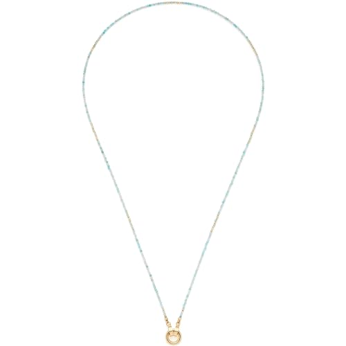 Leonardo Jewels Halskette Clip&Mix Pippa, zarte Kette aus Edelstahl, natürliche Amazonit-Perlen, zum Anhängen von Charms, 70 cm Länge, Geschenk Damen, 023748