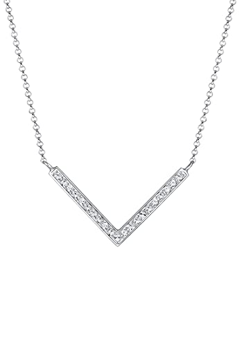 Elli Halskette Damen V-Anhänger Trend mit Kristalle aus 925 Sterling Silber 45 cm lang