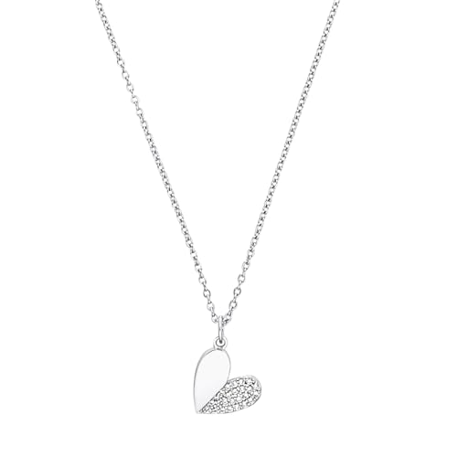 s.Oliver Halskette 925 Sterling Silber Damen Halsschmuck, mit Zirkonia synth., 42+3 cm, Silber, Herz, Kommt in Schmuck Geschenk Box, 2030732