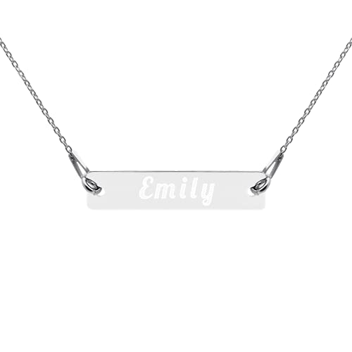 Namenskette 925 Silber mit Gravur für Frauen - Gravurkette mit Namen personalisiert Rechteck Silberkette Namenskette graviert persönliches Geschenk Barre personalisierter Schmuck mit Wunschnamen