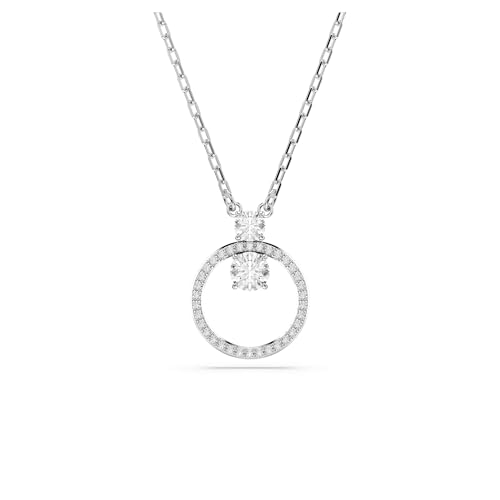 Swarovski Constella Halskette, Weiße, Rhodinierte Damenhalskette mit Anhänger und Strahlenden Kristallen im Rundschliff