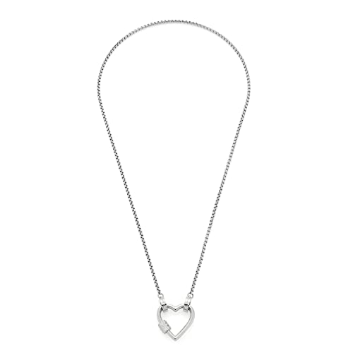 JEWELS BY LEONARDO Halskette Clip & Mix Minou Venezianer-Kette aus silberfarbenem Edelstahl mit Zirkonia-Steinchen besetztem Herz-Karabiner 45 cm Länge Damen Schmuck 021804