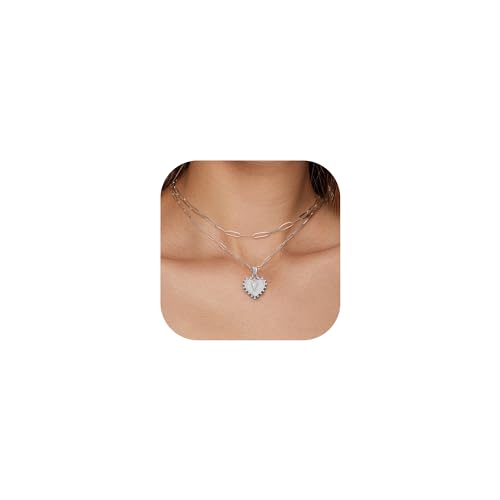 GIFT4U Kette mit Buchstaben Damen,Geschichtete Buchstaben Kette Damen Silber Kette mit Buchstaben Anhänger Namenskette Schmuck Geschenke für Frauen Mädchen V