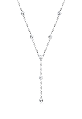 Elli Halskette Damen Y-Kette Geo Trend mit Kristallen in in 925 Sterling Silber