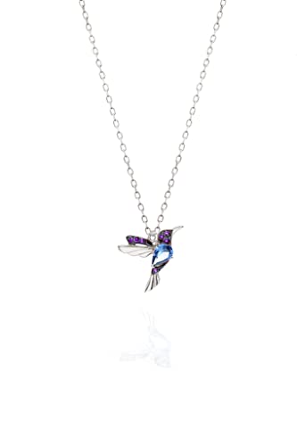 Einzelstück® Halskette mit Vogel Anhänger aus 925 Sterling Silber | Silberkette | Cubic Zirkonia (Paradise Bird Halskette Silber)