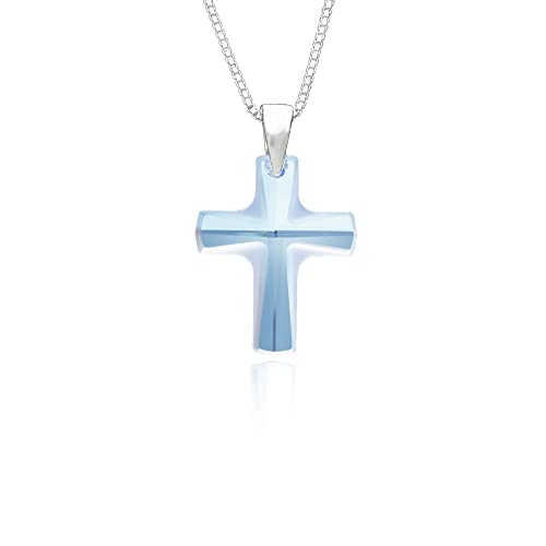 Kreuzkette mit Swarovski Elements Anhänger 925 Sterling Silber Kette mit Kreuz 50cm für Damen und Mädchen