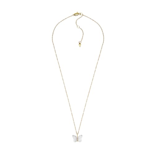 FOSSIL Damen Edelstahl mit Karabinerverschluss Schmetterlings-Anhänger Halskette