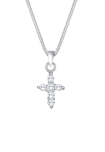 Elli Halskette Damen Kreuz Anhänger Elegant mit Zirkonia Kristallen aus 925 Sterling Silber