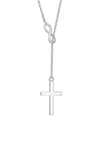 Elli Halskette Damen Y-Kette mit Kreuz Infinity Symbol in 925 Sterling Silber