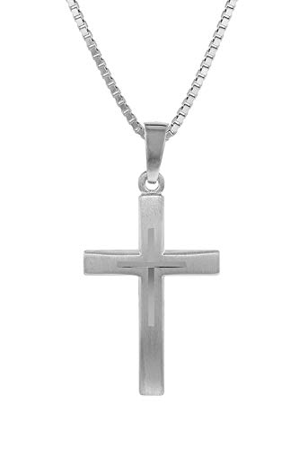 trendor Kreuz mit Kinder-Halskette Silber 925 Kinder Halskette Silber, Halskette für Mädchen und Jungen, Silberkette mit Kreuz, Kreuzkette Silber Kids 79602