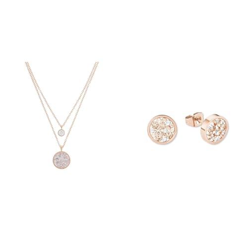 s.Oliver Damenschmuck aus Edelstahl, Halskette mit Anhänger und Ohrstecker, die perfekte Schmuck-Kombo in Rosé