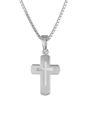 trendor Kinder-Anhänger Kreuz mit Kette 925 Silber 925 Halskette für Mädchen und Jungen, Silberkette mit Kreuz-Anhänger, Kreuzkette 48887