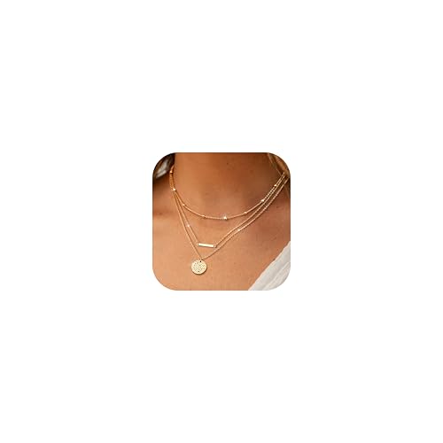 Dochais 3Pcs Kette Gold Damen, 14K Vergoldete Layering Halskette Damen mit Anhänger, Wasserfester Goldkette Kreuz/Zirkonia Lange Choker Kette Set für Frauen, Trendiger Goldschmuck