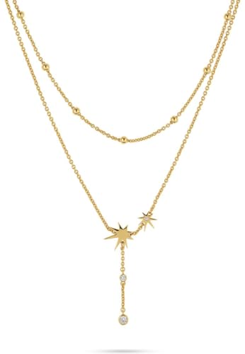 JETTE Damen-Kette 925er Silber, recycelt Zirkonia One Size Gelbgold 32028456