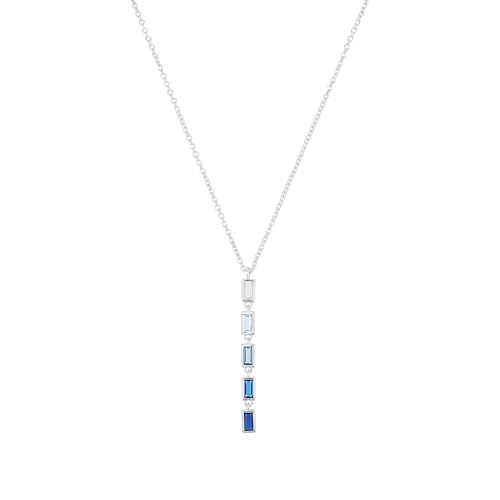 s.Oliver Y-Collier 925 Sterling Silber Damen Halsschmuck, mit Zirkonia synth., 42+3 cm, Blau, Kommt in Schmuck Geschenk Box, 2031402