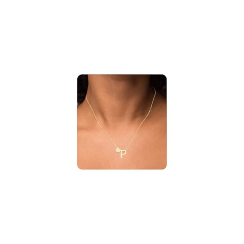 RWQIAN Damen Buchstaben Kette mit Herz Anhänger Buchstaben Golden P Kettenanhänger Initialen Letter Halskette Schmuck Namenskette Personalisiert mit Name Kette Geschenke fur Frauen