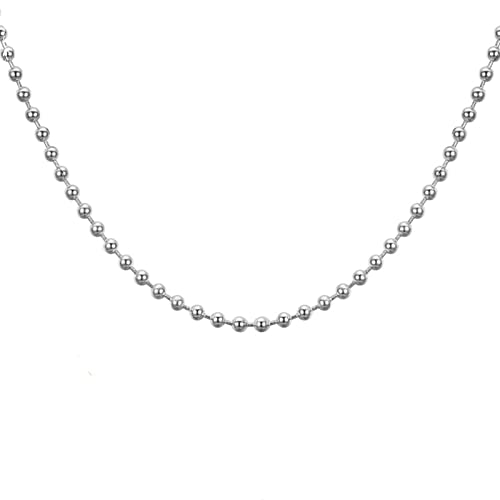 Dsnyu Männer Halskette, 90CM Kugelkette, Silber Ketten aus Edelstahl für Verlobung Breit 3.2MM