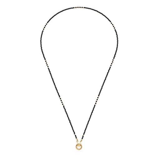 JEWELS BY LEONARDO Halskette Clip & Mix Pippa • Perlen-Kette aus goldfarbenem Edelstahl • aufgereihte Perlen aus schwarzem Glaskristall und Edelstahlperlen • 70 cm Länge • Damen Schmuck • 022286