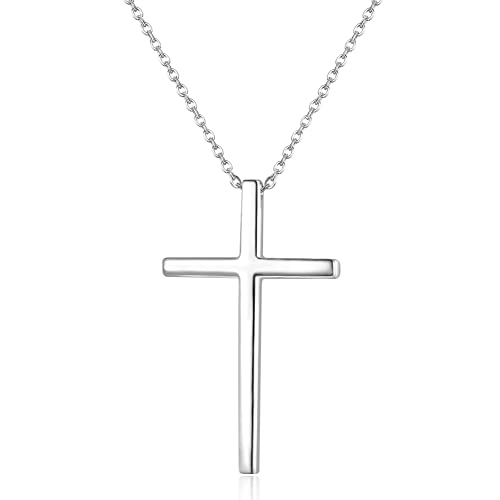 JeweBella Kreuz Kette Damen Silber 925 Kette mit Kreuz Anhänger Sterling Silber Kreuz Halskette Klassisch Verstellbar Kette für Damen Herren Schmuck Geschenk