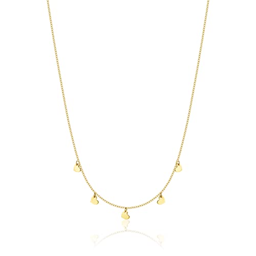 Orovi Damen Goldschmuck, Gold Kette mit Herz hängende Herzchen Anhänger, Collier 9 Karat (375) Gelbgold 42 cm