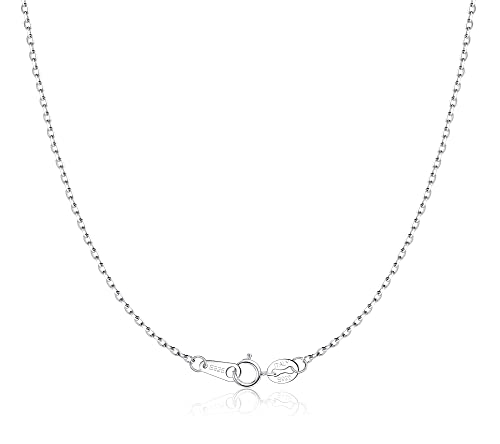 Krfy Kette Silber 925 ohne Anhänger 1.35 mm Diamantschliff Kabelkette Halskette für Frauen Mädchen, Italienische dünne Silberkette, Weißgold Plattierte Glänzende Robuste Silberkette,Länge 41-61cm