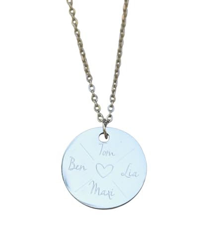 Positiva Jewelry Personalisierte Gravur-Kette mit Namen für Damen- aus Edelstahl mit 20mm Plättchen und Geschenkverpackung- Geschenk für Frauen zum Geburtstag, Ostern und Muttertag.