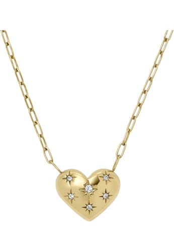 Fossil Sadie Damen-Edelstahl-Halskette mit Karabinerverschluss, Safran-Gold