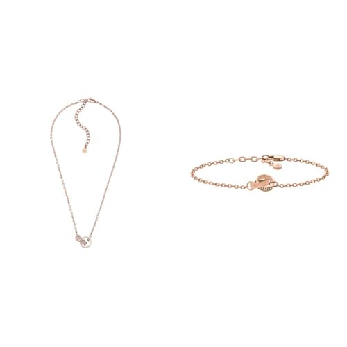 Emporio Armani Unisex Set Halskette und Armband aus roségoldfarbenem Edelstahl, Set