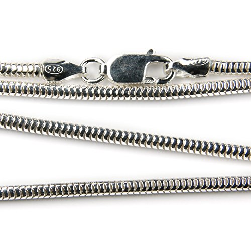 Drachensilber Silberkette feine echte Schlangenkette 1,9mm aus 925 Sterlingsilber, Länge: 60 cm, Silber Halskette