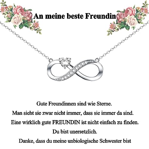 CERSLIMO Geschenke für beste Freundin Kette Silber 925 Unendlichkeitszeichen, Halskette Infinity Herz Zirkonia Geburtstag Freundschafts Geschenk Weihnachten Geburtstagsgeschenk Best Friends