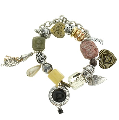 Charm Armband mit Silberkette - Perlen Armband mit Herz Anhänger - Charm Schmuck für Frauen