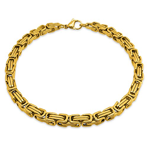 Soul-Cats Armband Edelstahl Königskette Panzerkette Armkette Gold schwarz Silber Glieder, Farbe: Gold, Stärke: 5 mm