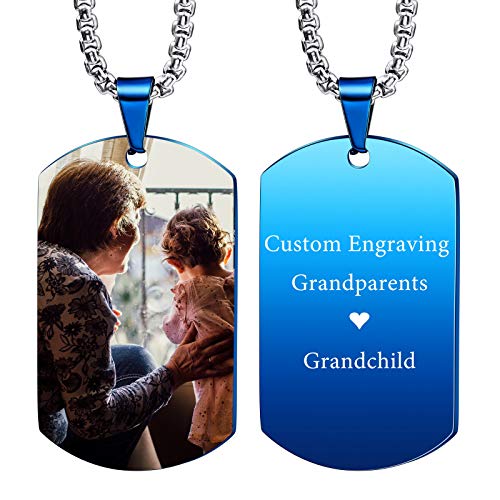 VIBOOS Custom Dog Tag Anhänger Halskette Gravur Datum/Text/Bilder Edelstahl personalisierte Halskette für Männer Frauen Jungen Mädchen Bundle mit Verstellbarer Kette, Schlüsselbund, Schalldämpfer.