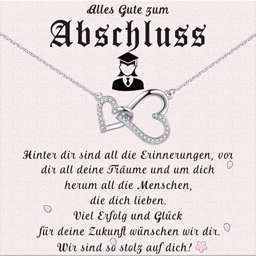 PDTU Abschluss Geschenk, Herz Unendlichkeitszeichen Kette Schulabschluss Geschenk für Mädchen, Abschluss Geschenke zum Bachelor Master Abitur für Mädchen Tochter Enkelin Schwester Nichte Freundin