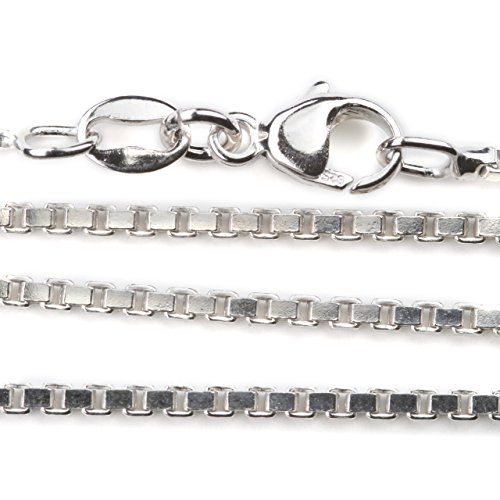 Drachensilber rhodinierte Silberkette Venezianer 1,5 mm eckiges Profil, 60cm Länge Venezianerkette aus 925 Silber mit Karabinerverschluss Juwelier Qualität