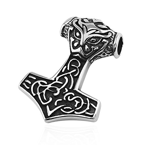 Anhänger Thors Hammer Wikinger Keltisch Edelstahl Halskette Lederkette Kugelkette Gothic Herren Damen Silber-nur-anhänger