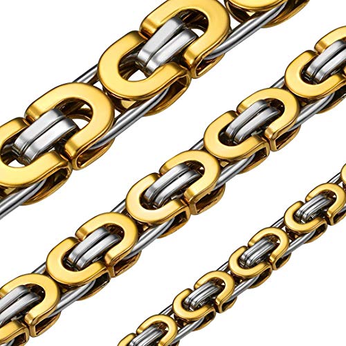 ChainsHouse gold herren königskette 8mm breit 46cm lang vergoldet Byzanitinscher Style Kette