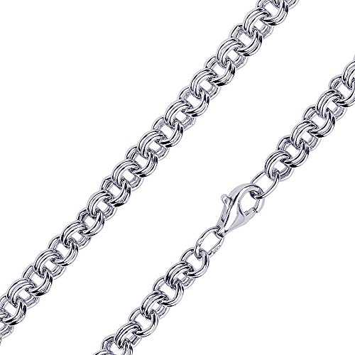 MATERIA 925 Silberkette Damen Herren breit - 50cm Zwillings Ankerkette Halskette 4mm rhodiniert in Etui K71-50 cm