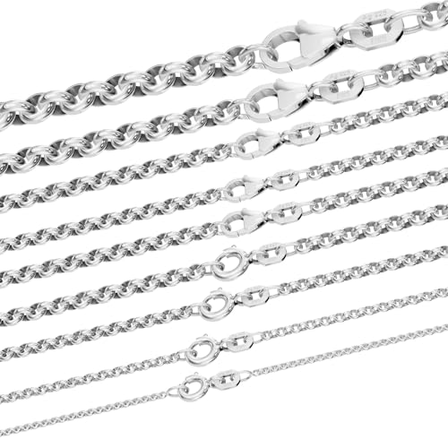 hoplo holzenplotz Silberkette Erbskette Silber massiv 925 Sterlingsilber edle Halskette, Kettenlänge:45cm, Kettenstärke:4.0mm